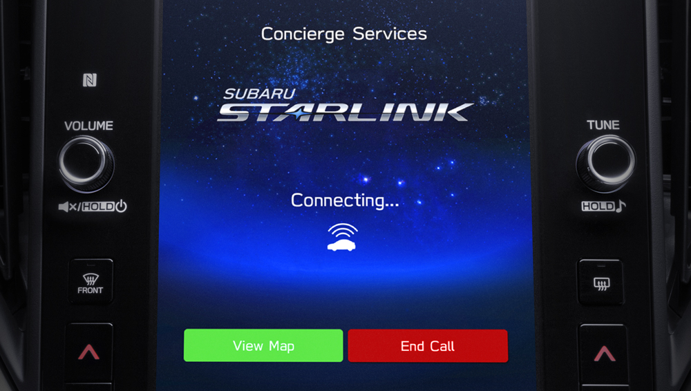 Écran des Services connectés Subaru Starlink sur le système d’infodivertissement.
