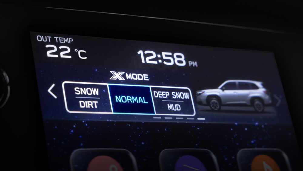 Plan rapproché de l’écran de commande du système X-MODE® bimode.